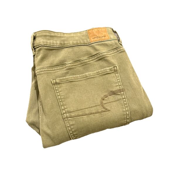 American Eagle Jeans Womens 14 LONG Green Denim Pants High Rise Jegging - Picture 13 of 14